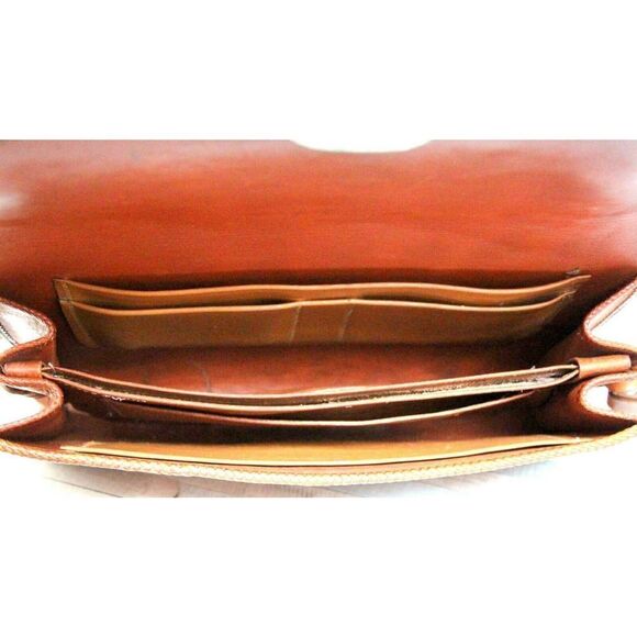 VINTAGE HARKNESS BUILT TOOLED TAN GENUINE LEATHER SHOULDER BAG HANDBAG PURSE - Picture 8 of 11